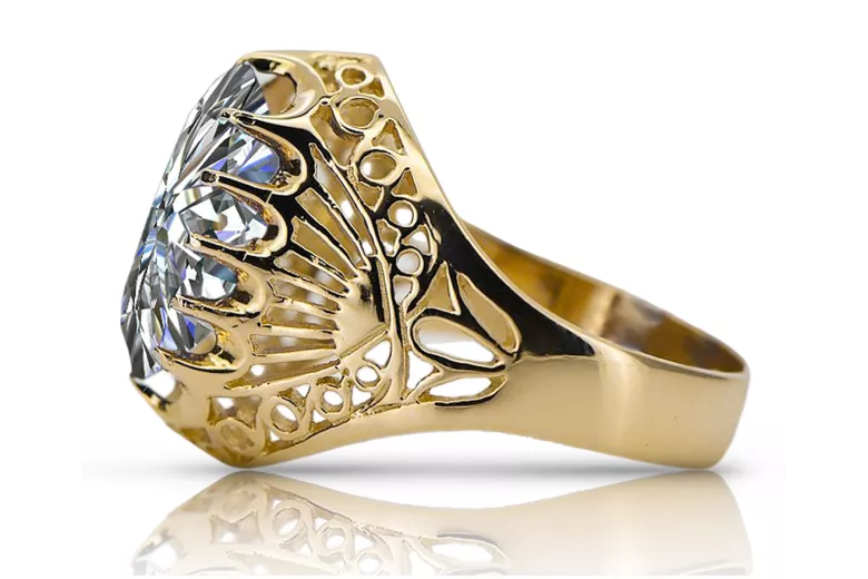 Pierścionek Cyrkonia 14k żółte złoto Vintage vrc020y